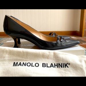 Manolo Blahnik Patent Grey Kirla